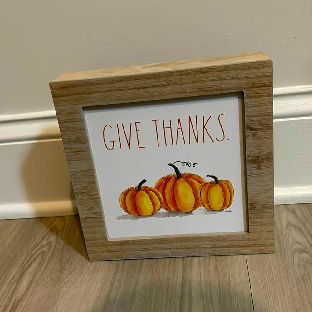 Rae Dunn Give Thanks Pumpkins Wooden Sign NEW